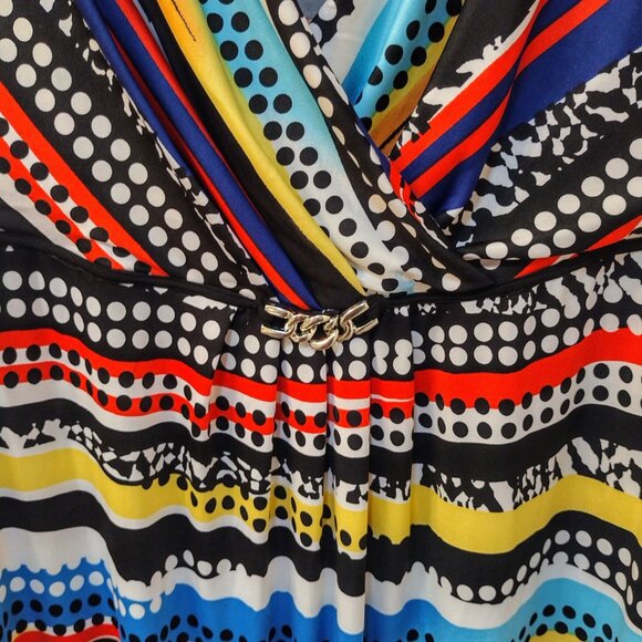 New Directions: Sleeveless Maxi Dress, Size 3X, Black/White/Blue/Red/Yellow - Picture 4 of 6